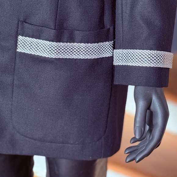 Blazer Suit Long, 100% Wool,  Navy Blue size 14 / Large - Picture 3 of 7